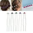 thumbnail image 3 of opolski 10Pcs Wedding Hair Pins Rhinestone Faux Pearl Flower Shape Hair Sticks Elegant Bridal Headpiece Bride Hair Pins Jewelry Gift Purple, 3 of 8