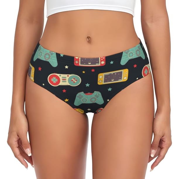 Fotbe Retro Video Game Calzones Estampados para Mujer – Ropa Interior de Algodón, Cómoda, Suave y Elástica-X-Small