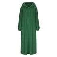 thumbnail image 6 of Long Sleeve Sherpa Fleece Hoodie Dress for Women with Pockets Drawstring Soft Warm Plush Sweatshirt Pajama Dress (X-Large, Green), 6 of 6