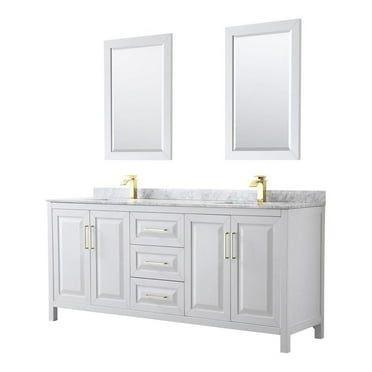 Wyndham Collection Daria 80" Mirrors Wood Double Bathroom Vanity in White/Gold