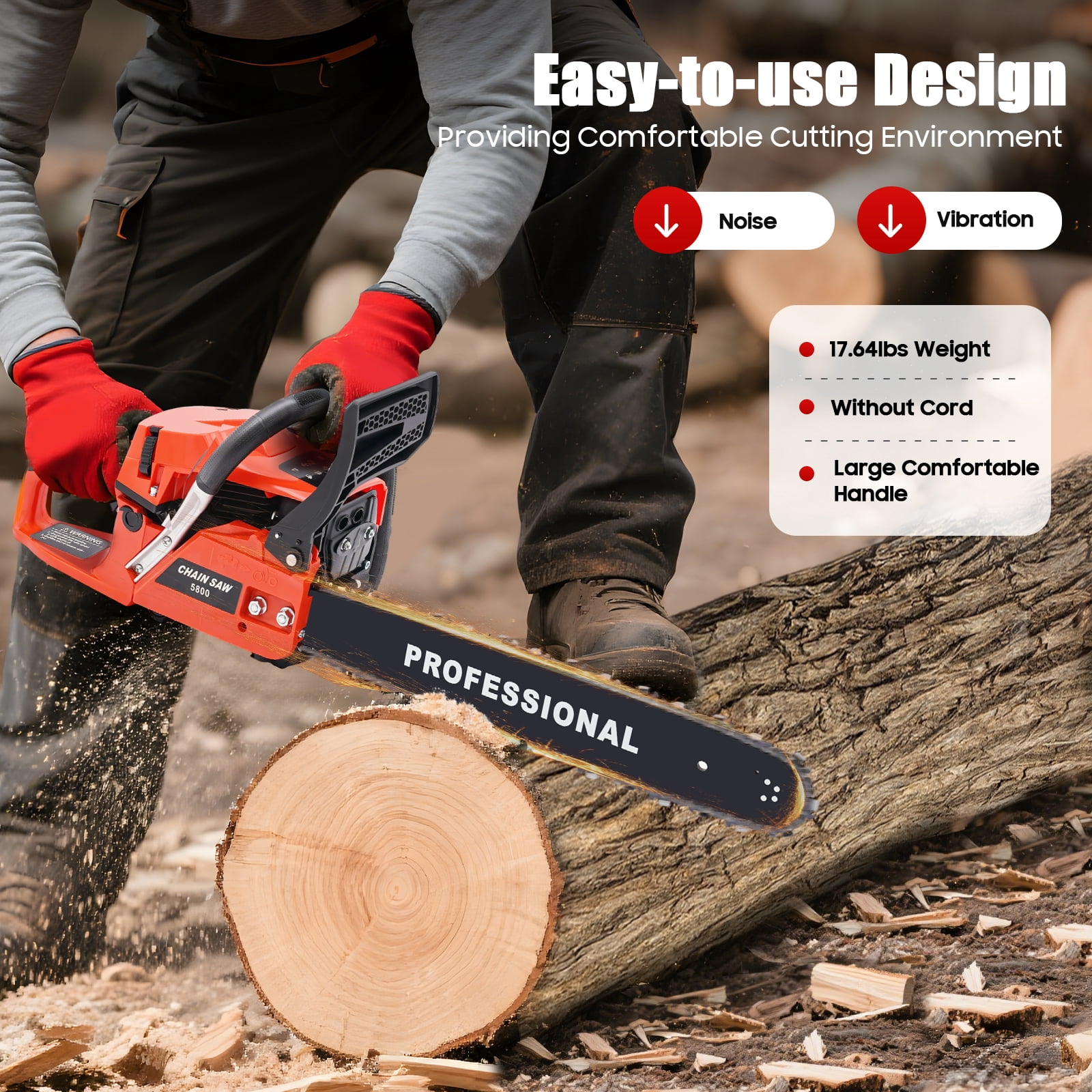 Chainsaw 58CC Power Chain Saw,20 Inch Guide Board Chain saws 2-Stroke Gasoline Handheld Cordless Petrol Chain Saws for Trees Gas Powered Farm, Ranch and Garden Tools