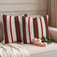 thumbnail image 2 of Christmas Outdoor Waterproof Pillow Covers, Green Red Beige Striped Farmhouse Lines Decorative Square Throw Pillowcase Sofa Cushion Sham for Patio/Couch/Chair, 24"x24" 2 Pack, 2 of 8