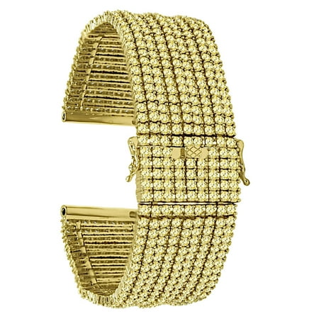 Yellow Canary Gold Tone High Quality Micro Pave Simulated Diamond Iced Out Custom Watch Bracelet Band