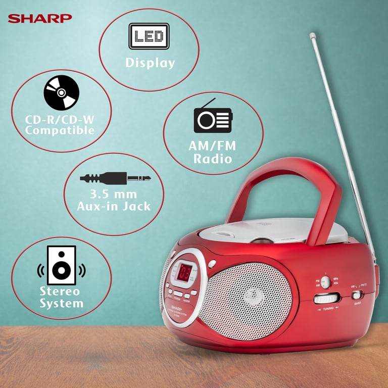 洋楽 radio CD Sharp QT-CD280(RD) Portable CD Boombox with AM/FM Stereo Radio
