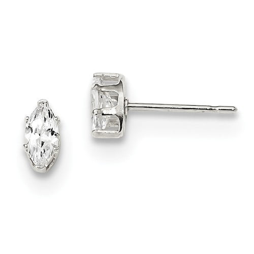 Goldia Sterling Silver 7mm Square CZ 4 Prong Stud Earrings