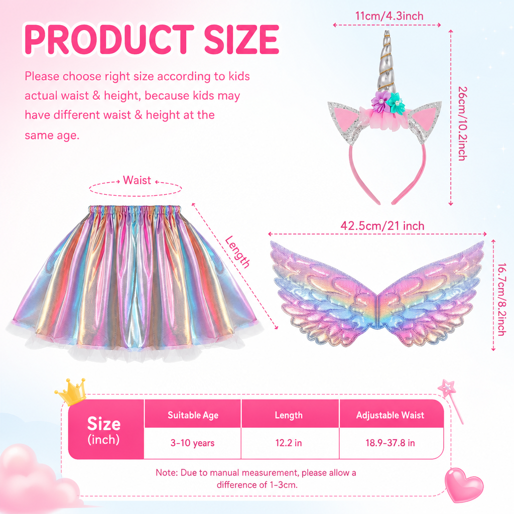 VETPW Unicorn Costume with Tutu, Wings & Headband photo 4