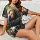 thumbnail image 4 of Fotbe Daisy Sleeping Sloth Conjunto de Pijama Estampado para Mujer, 2 Piezas, Ropa de Dormir con Camiseta de Manga Corta y Shorts Suaves-Small, 4 of 6
