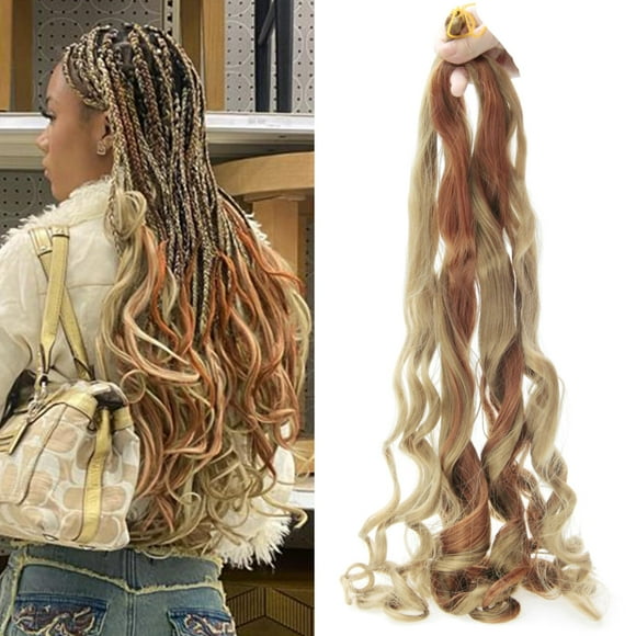 SUYIAPIY French Curl Braiding Hair Pre Stretched Bouncy Braiding Hair- Synthetic Crochet Hair For Boho Box Braids Loose Wave Crochet Braids Goddess Box Braids Senegalese Twist 24 inch (27/30)