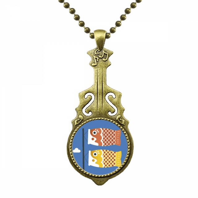 Collier Drapeau Cultuel Japonais Local Antique Guitare Bijou Pendentif Musical