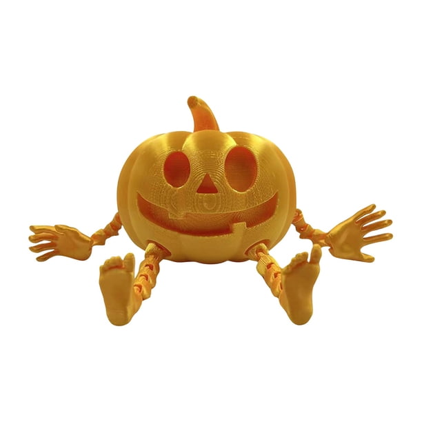 Calabazas fluorescentes 3D, decoración de escritorio de calabaza articulada impresa en 3D, juguetes de calabazas flexibles posables, novedad calabazas de Halloween Fidgets juguete
