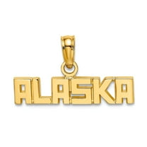 14k Yellow Gold Polished Alaska Pendant Necklace 34.25x19.8mm Wide Pendant for Women - .8 Grams