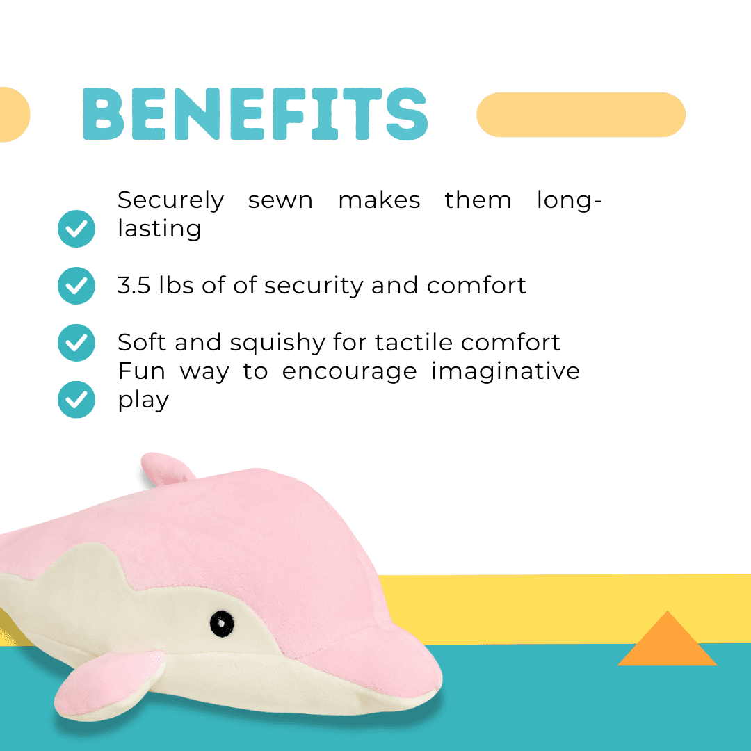 AYOKA TOYS Weighted Stuffed Animals 3.5 lbs, 20" Dolphin Cute Soft and Huggable Plush Stuffed Animals, Kawaii Weighted Stuffed Animal Sensory Toy Plushies for Girls, Boys, and Adults (Pink)