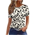 thumbnail image 2 of Ichuanyi Women's Casual Pattern Floral Printed Shirt Loose Short Sleeved T-Shirt Classic Round Neck Top, 2 of 5