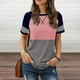 thumbnail image 2 of Povozer Womens Crewneck Tops Casual Printed Tops Short Sleeve T Shirt(Pink,S), 2 of 5