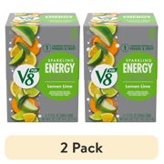 (2 pack) V8 +Energy Sparkling Lemon Lime Juice Energy Drink, 11.5 fl oz Can, 4 Count
