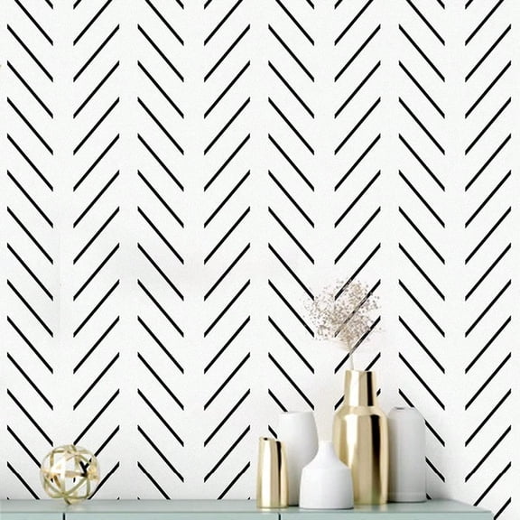 Black and White Peel and Stick Wallpaper Modern Herringbone Contact Paper Bathroom 17.7inch x 590.5inch Geometric Removable Wall Paper Peel and Stick Backsplash Self Adhesive Contact Paper
