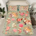thumbnail image 3 of Feelyou Fashion Rose Floral Twin Sheet Sets, Vintage Bohemian Flower Twin Fitted Sheet, Teens Kids Girls Women Flat Sheet, Microfiber Bedroom Decor, 3 Pieces, 3 of 8