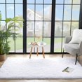 thumbnail image 3 of YJ.GWL Soft Area Rugs Fluffy Shaggy Plush Rug Carpet for Living Room Bedroom Nursery Playroom Home Decor,6'x9',White, 3 of 7