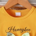 thumbnail image 5 of Trendfront Girls Dress Cute Honey Bee Flutter Sleeve Ribbed Bowknot Summer Outfit Crew Neck Long Sleeve Casual Wear for Toddlers 6M-3Y, 5 of 8