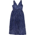 thumbnail image 2 of GUESS Womens Sleeveless Metallic Maxi Dress, blue, 8, 2 of 2
