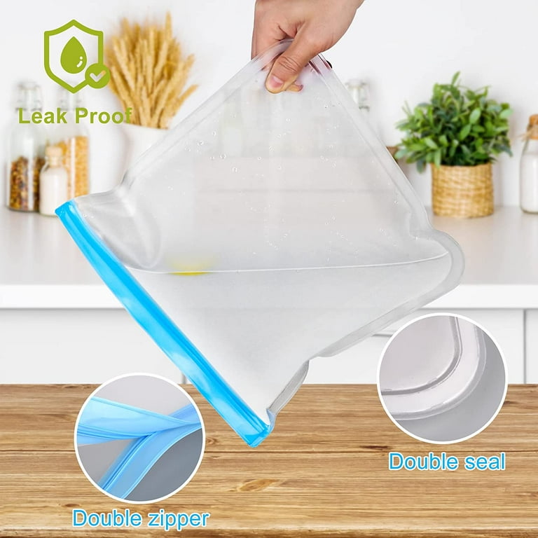 KOSMIKO Reusable Ziplock Bags 24 Pack Leakproof BPA Free for Food Storage 9 Snack 9 Sandwich 6 Gallon Walmart
