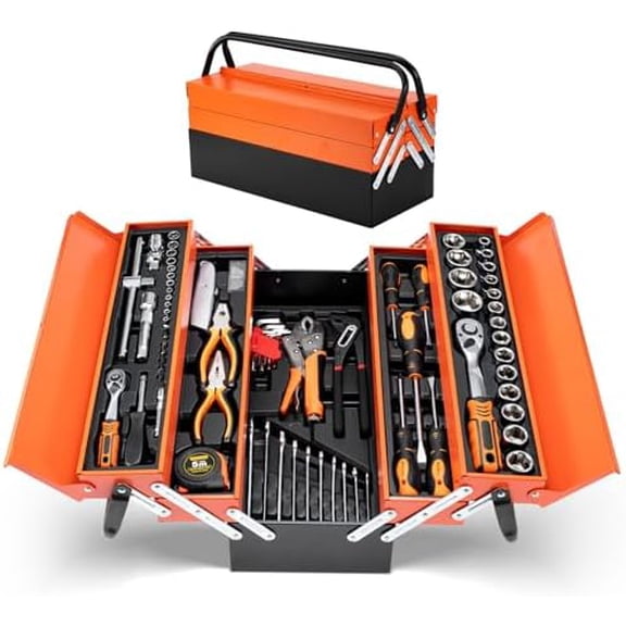 Tool Kit, 85 Piece Hand Tool Socket Wrench Set with Metal Tool Box Multi-Purpose Household Men's Tool Kit, Ideal for Homeowners and Diyers$$Tools & Hardware Other