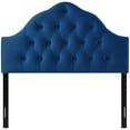 thumbnail image 3 of Contemporary Modern Urban Designer Bedroom Full Size Tufted Headboard, Velvet Fabric, Navy Blue, 3 of 4
