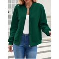 thumbnail image 2 of Women'S Zip Up Cardigan Sweater Hoodies Long Sleeve Jacket Outfits Crewneck Casual Coat Dark Green S, 2 of 8