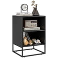 thumbnail image 1 of HOMCOM Table de Chevet avec Étagères de Rangement, Table d'Appoint avec Pieds en Acier pour Chambre, Noir, 1 of 10