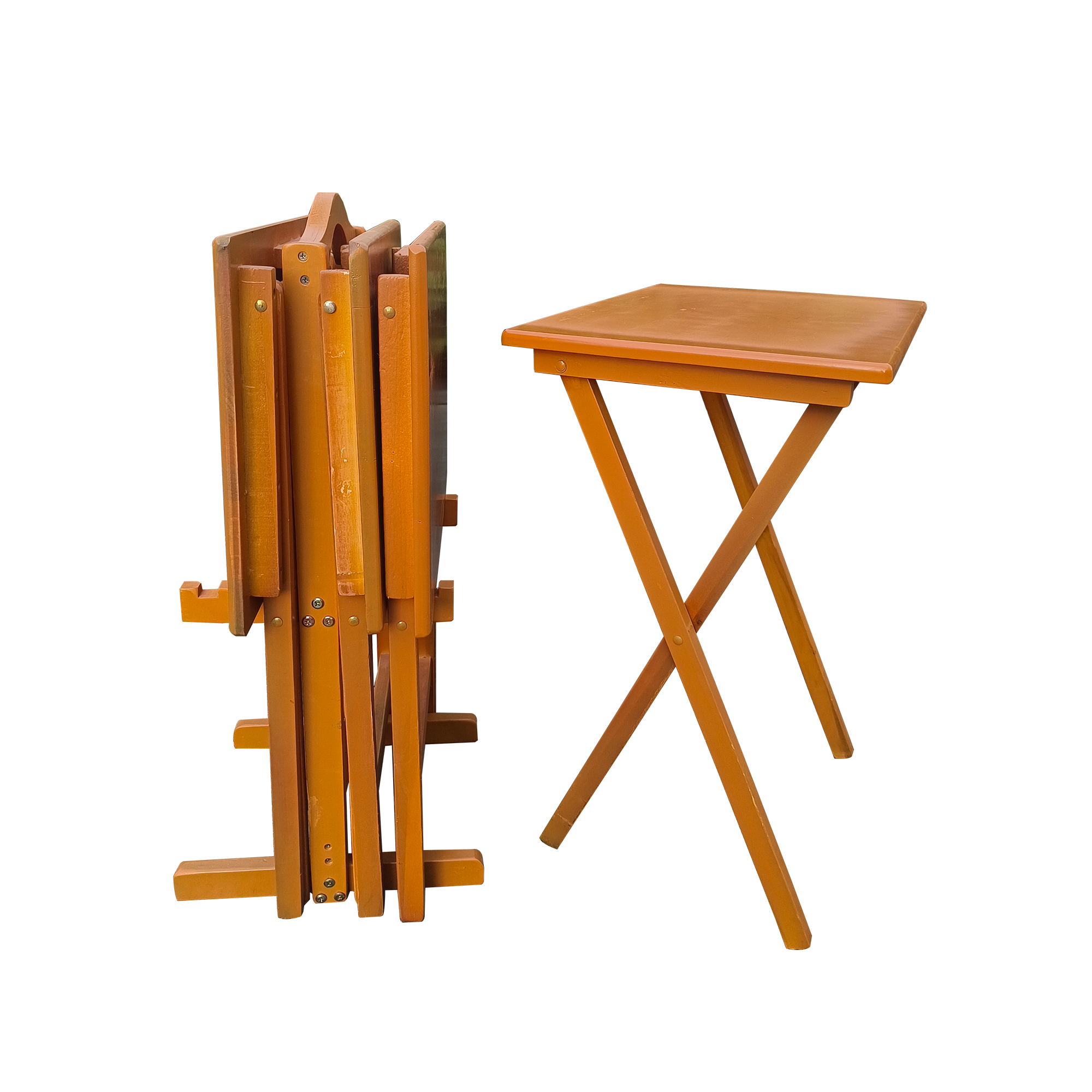 Docooler Folding Trays with Storage Rack,Snack Table Set of 4