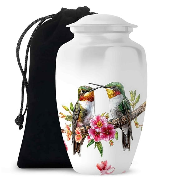 KARYLIZ Humming Bird Urn - White Cremation Urns For Human Ashes Adult Man - Funeral Urns For Human Ashes Adult Female - Cremation Urn For Women & Men