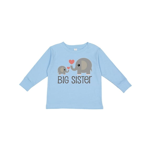 Inktastic Big Sister Elephant Girls Long Sleeve Toddler T-Shirt