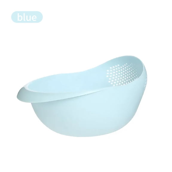 Multifunctional Rice Washer and Strainer Bowl – Food Grade Plastic Fine Mesh Colander for Washing Rice Beans Peas Fruits and Vegetables,Kitchen Strainer Tool Blue Blue