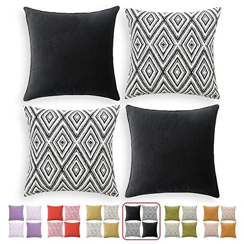 HPUK Decorative Throw Pillow Covers Set of 4 Geometric Design Linen