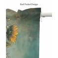 thumbnail image 5 of Turquoise Sunflower Linen Curtain Valance for Bedroom/Bathroom/Kitchen/Living/Dining Room Window,Vintage Yellow Floral Motivational Quote Pocket Topper Drapes Decorative Cafe Drapery Panel 42"x12", 5 of 6