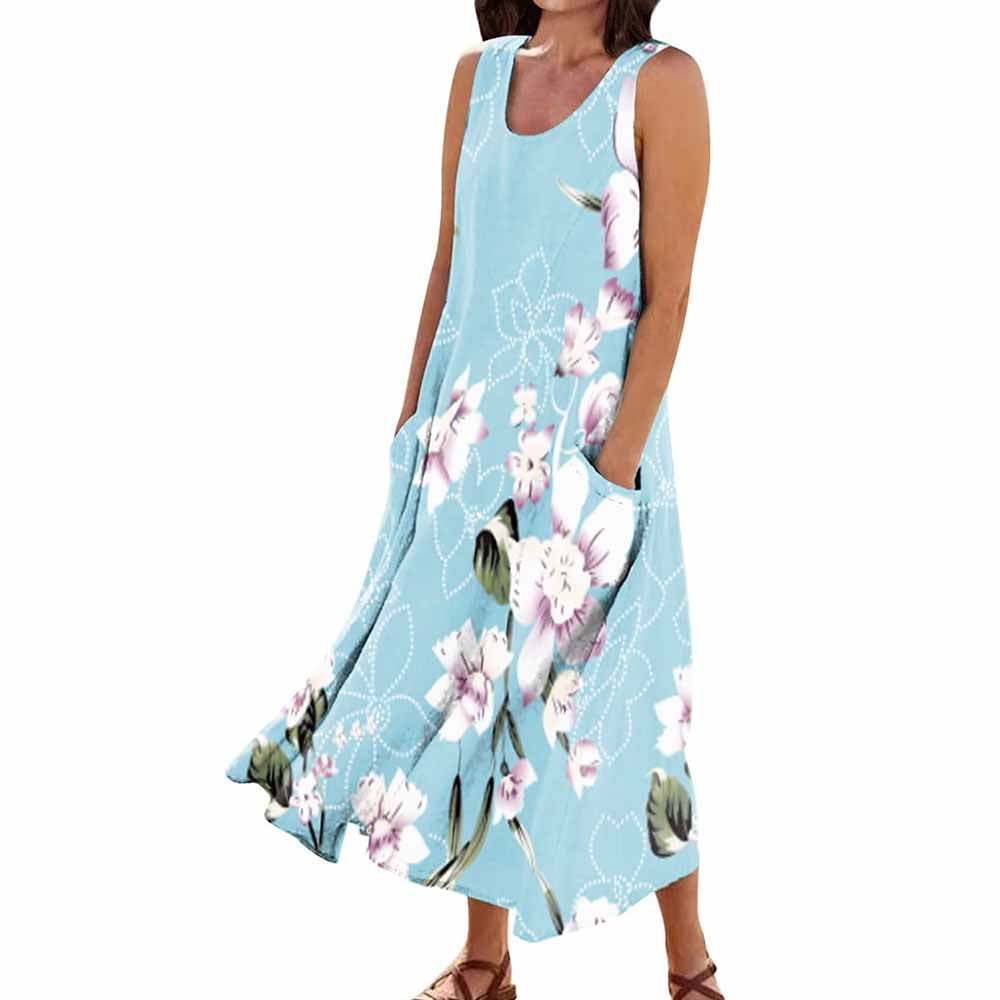 Mumubreal Womens Summer Clothes Boho Casual Sleeveless Cotton Linen ...