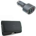 thumbnail image 1 of 42W Quick Car Charger w Leather Case Belt Clip for Samsung Galaxy S21/Plus/S20 Plus/S10 Plus - 3-Port USB Power Adapter, Swivel Holster Loops A9Q, 1 of 9