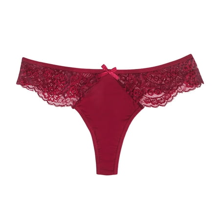 

Aayomet Womens Boxer Briefs Womens Sexy Sexy Lace Thongs Panties Underwear Low Rise T Back Underpants Wine S