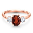 thumbnail image 3 of Gem Stone King 2.00 Ct Oval Red Garnet 18K Rose Gold Plated Silver Ring, 3 of 6