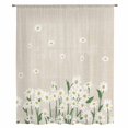 thumbnail image 2 of Spring Floral Sheer Curtains 63 Inches Long, White Daisy Farmhouse Linen Texture Light Filering Curtains, Breathable Simi Curtain Privacy Drapes for Living Room Bedroom Lightweight Window Treatment, 2 of 9