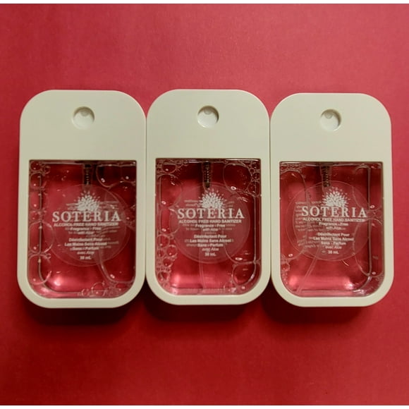 SOTERIA Spray Désinfectant pour les Mains Sans Alcool de 38 Ml (3 Bouteilles)
