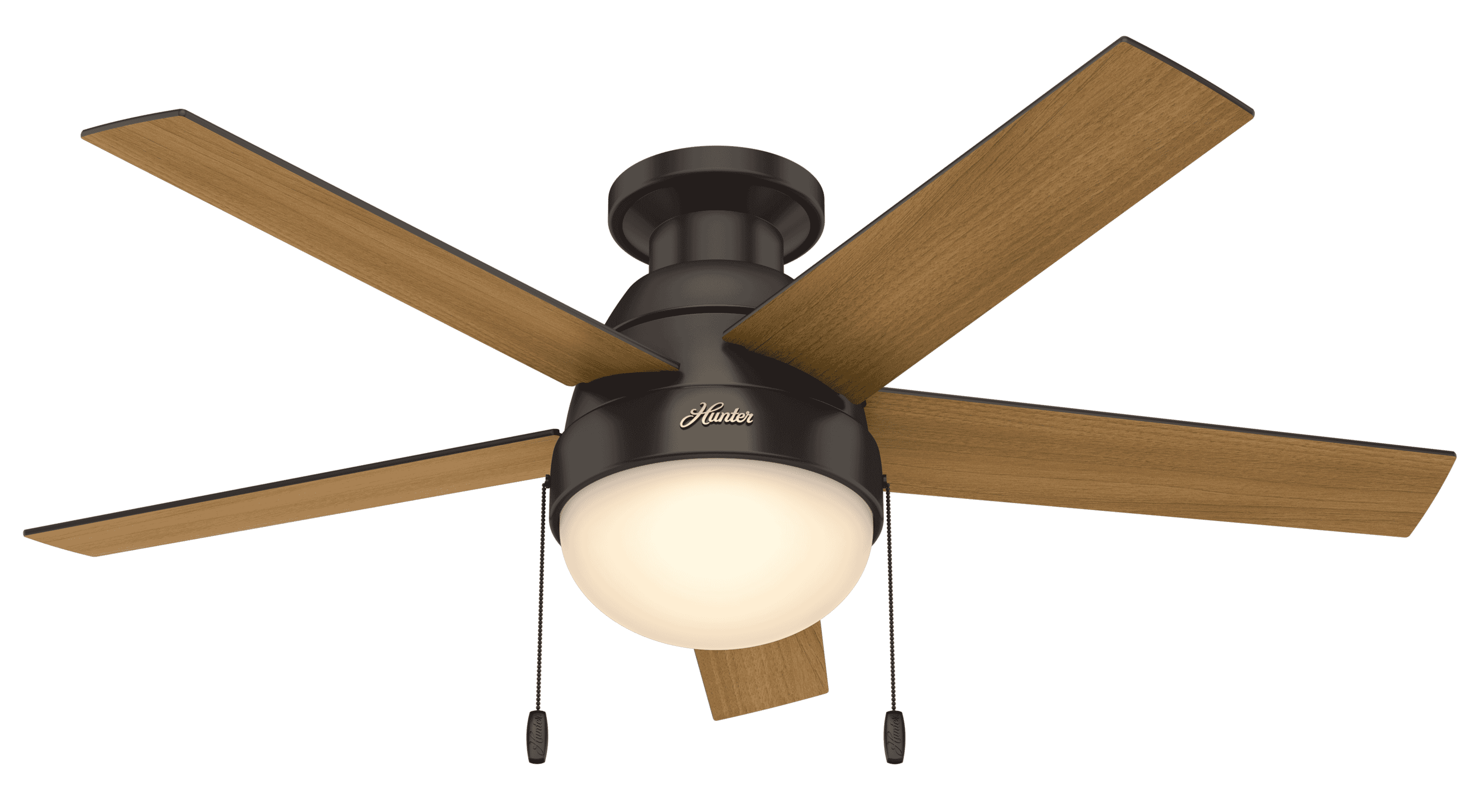 Hunter Fan 46 inch Low Profile Noble Bronze Indoor Ceiling Fan with Light Kit 