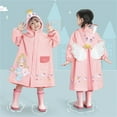 thumbnail image 2 of Gelikeya Toddler Rain Jacket 3-10 Years Kids Boys Girls Rain Ponchos with Hood Cute Cartoon Dinosaur Raincoat (Pink, 7-8 Years), 2 of 6