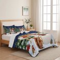 thumbnail image 5 of Quilts Full Size Bedding Set, Navy Blue Christmas Lightweight Quilted Comforter, Snowman Elk Xmas Tree Snowflake Soft Reversible Bedspread Coverlet with Pillow Covers for All Season, 78" x 90", 5 of 9