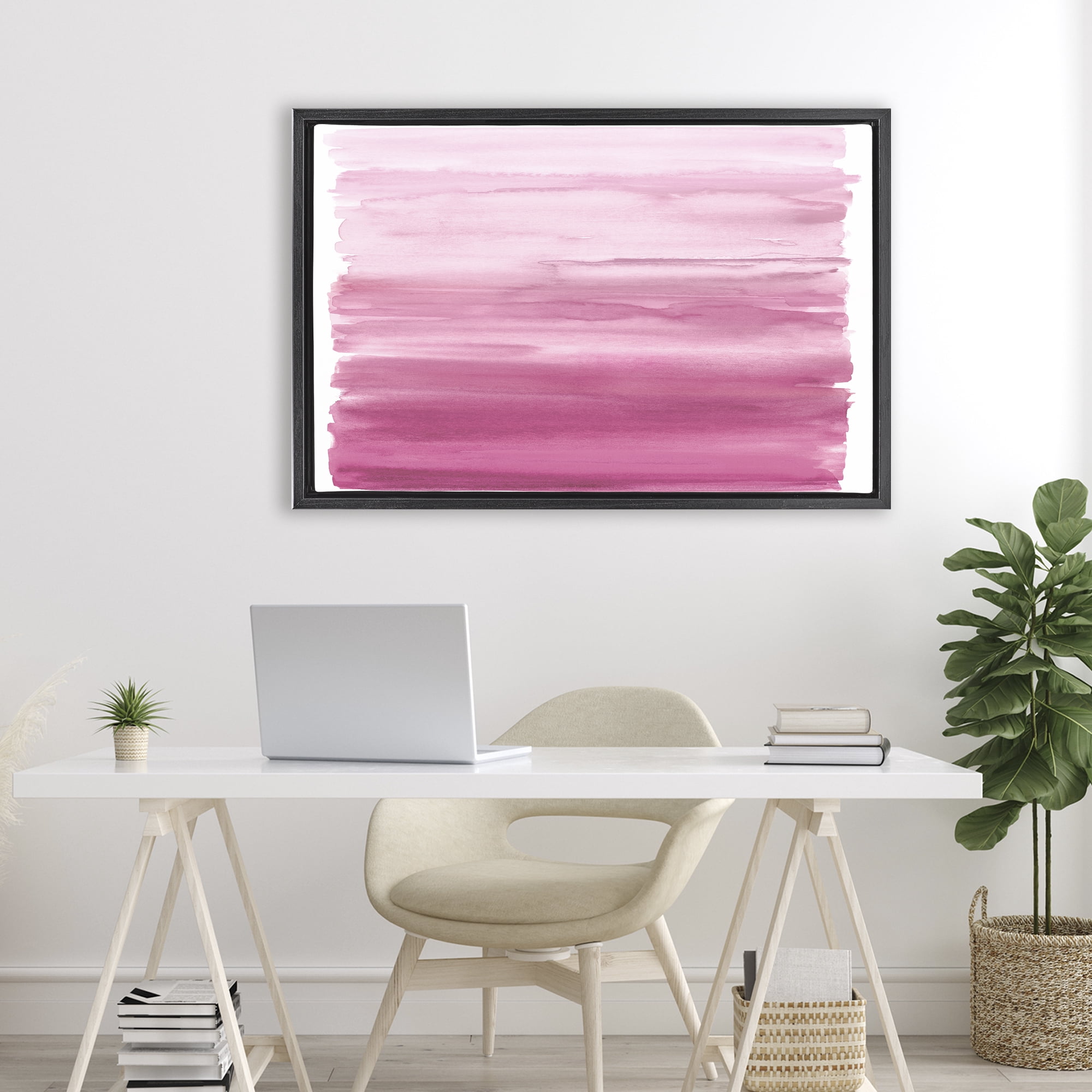 Stupell Industries Ombre Pink Blush Black Framed Floater Canvas Wall Art, design by Allie Corbin