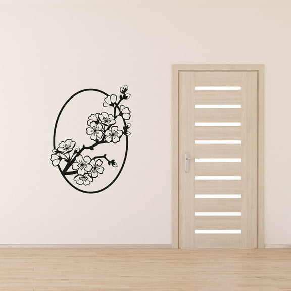 Romantic Flower Cherry Blossom Japanese Plant Sakura Blossoms Wall Sticker Art Decal for Girls Boys Kids Room Bedroom Nursery House Fun Home Decor Stickers Wall Art Vinyl Decoration Size (20x18 inch)