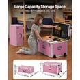 thumbnail image 2 of KFFKFF Set of 2 Metal Storage Trunks with Wooden Design, Includes Padlocks, Casters, and 3 Metal Handles, Decorative Storage Boxes with Lids for Travel, Home, Dorm, or Apartment, Pink, 2 of 9