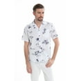 thumbnail image 2 of Men's Hawaiian Shirt Aloha Shirt 2XL the new classic white navy map flamingo, 2 of 4