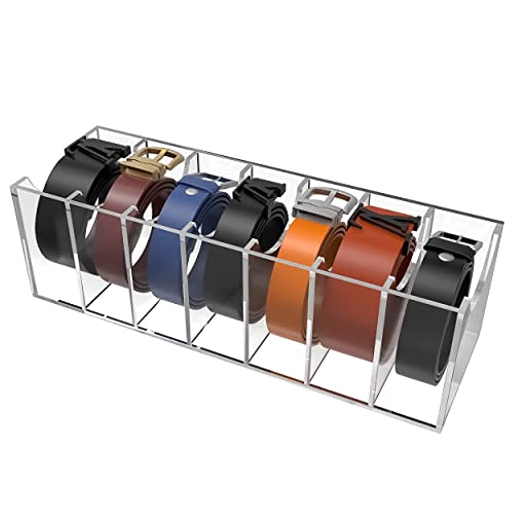 Belt Organizer For Drawer 7 Compartments Belt Storage 4MM Acrylic Belt