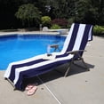 thumbnail image 2 of Cotton Blue Cabana Stripe Standard Size Chaise Lounge Chair Cover by Superior, 2 of 10